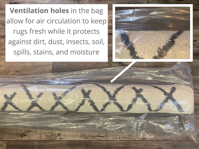 McEtt Rug Storage Bag and Zip Tie - WITH Vent Holes - Heavy Duty - Large Size Fits Rugs up to 6'x9' - Protects Rolled Rugs for Moving or Storage - Image 2